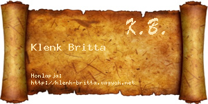 Klenk Britta névjegykártya